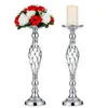 Décoration de fête Creative Creux Or / Argent Bougeoir En Métal Table De Mariage Pièce Maîtresse Fleur Vase Rack Maison Et El Road Plomb