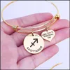 Charm Bracelets 12 Constellation Zodiac Bangle Cuff Take Time Enjoy Every Day Letter Carved Heart Coin Charm Stainless Steel Adjustab Dhos0