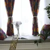カーテンボヘミアンヴィンテージエスニックスタイルカーテンコットンリネン生地ハーフブラックアウトリビングルームベッドルームの装飾の短い