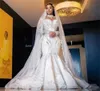 Vintage Saudi Arabia Mermaid Wedding Dress High Neck Long Sleeve Bridal Gowns Crystal Bride robes de mariee Plus Size 2023