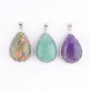 Kadınlar Dangle Doğal Taşlar Kolye Damla Şekli Agates Opal ametistler Boncuk Sarkıkları Kolye Takı için Sarkıklar Bn379