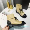 Botas Martin de invierno de diseñador para mujer, botines de plataforma de cuero Real con cordones y hebilla de cadena, botines de suela gruesa para mujer, zapatos lujosos