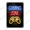 Funny Designed Neon Sign Gaming Metal Painting Gamer Bar Restourant Club Poster Metal Plate Vintage Wall Art Decor for Boys Playroom Home Size 20x30cm