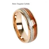 Wedding Rings Rose Gold Wood Tungsten Carbide For Women and Men Comfort Fit Band Alliance 8mm Hand Vinger Jewelry