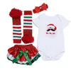 Kleidungssets 4 Stück Baby Mädchen Outfit Set geboren Kleinkind Mädchen Kleidung Weihnachtsbaum Strass Tops Bodysuit Rüschen HosenStirnband Säugling 220915