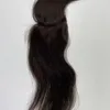 Cabelo humano virgem indiano e sedoso Fechamento de renda 4x4 com franja para mulher negra