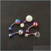 Navel Bell -knop Rings roestvrij navel ringen piercings ombligo navel piercing sexy oorregen regenboog body sieraden pircing 673 dhgmw