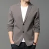 Herr ull blandar kostym m￤n stickad kappa casual mode rand cardigan jacka koreansk solid blazer outwear manliga kl￤der casaco masculino 220915