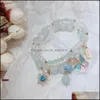 Charm Armband Korean Mashan Jade Two Piece Set Lady Style Butterfly Summer Armband Production Armband Crystal 67 N2 Drop Deliver DHGM9
