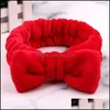 Party Favor Coral Fleece Bow Hair Band Solid Color Wash Makeup Mjuka pannband Fashion Girls Turban Head Wraps Accessories Drop D Dhgaj