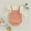 Clothing Sets FOCUSNORM 018M 2pcs Baby Girls Boys Cute Clothes Lace Fly Sleeve Ribbed Solid RomperRainbow Printed Suspender 220915