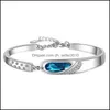 Bangle 925 Sterling Sier nieuwe vrouw mode sieraden hoogwaardige blauw kristal zirkon retro eenvoudig verkopende diy armband drop levering 2 dhlv4