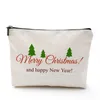 3pcs sacos cosm￩ticos linho de algod￣o feminina carta de Natal de transmiss￣o Bolsa de armazenamento Mix Cor