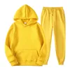 Herrsp￥rar m￤n kvinnor sp￥rdr￤kt huvtr￶jor avslappnad fast f￤rg tjock pullover och l￥ng byxa 2-del set m￤n h￶st fleece jogger sport kostym 220914