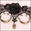 Anklets 유럽 및 미국 레트로 패션 발 사슬 Beautif Rose Black Lace 섹시한 보석류 도매 드롭 배달 2021 Dhseller2010 DHR9D