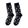 Men's Socks 1 Pair Men Combed Cotton Diamond Geometry Printed Funny Men's Crew For Business Causal Dress Wedding Gift