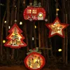 クリスマスの装飾クリエイティブLEDライトツリーハンギングペンダントスターカーラウンド木製オーナメントクリスマスパーティーイヤーデコレーション2023 220914