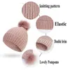 Mulheres de inverno maconha Gorros Luvas Conjunto Lady Pompom Cap Touch Tela Luvas