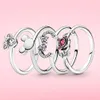 925 anelli di nozze di rosa d'argento originali per regali di design ad anello di pandora donne gioielli