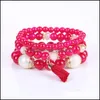 Pulseras con dijes Pulseras con dijes de borlas bohemias para mujer Joyería de perlas simuladas Conjunto de pulseras para mujer Boho Ps2365 353 Q2 Dhn7O