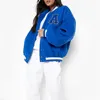 Otoño Invierno mujeres chaquetas de béisbol letras de diseñador costura impresa nuevo Hip Hop polar grueso abrigos sueltos