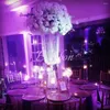 Party Decoration Wedding Crystal Flower Stand Pillar Table Centerpiece Metal Gold Silver Chandelier