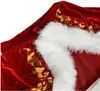 Tema Costume Plus Size Deluxe Velluto Adulti Natale Cosplay Coppia Abiti Babbo Natale Fancy Dress Xmas Uniform Suit For Men Women 220915