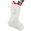 Christmas Decorations White Plush Stamping Gold Silver Embroidery Snowflake Stocking Merry Decor For Home Happy Year 2022