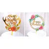 Festive Supplies Ins Style Color Printing Flower Acrylic Cake Card Inserting Happy Birthday And Wedding Decoration