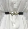 Mulheres Double Pearl Belt Feminino preto vermelho Pu de couro PU Sala