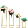 Party Decoration Diy Square Flower Stand Shiny Gilded Iron Shelf Gyllene smides bröllopsbåge T Stage Scene