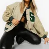 Otoño Invierno mujeres chaquetas de béisbol letras de diseñador costura impresa nuevo Hip Hop polar grueso abrigos sueltos