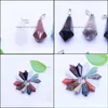 LACKETS LACKETS Gemstone Hangers Rose Quartz Opal Natuurlijke stenen Pendum Zhexagonale Pyramid Charms voor ketting sieraden maken 1181 DRO DHO9E