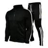 Tute da uomo Mens Casual Sportswear Primavera Autunno Stripe Tuta da jogging Set JacketPant Sweatsuit Men Fashion Cardigan Set 220915