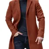 Hommes laine mélanges hiver hommes veste Trench vêtements chauds pardessus Cardigan solide mélanges mâle automne simple boutonnage costume col Outwear manteaux 220915