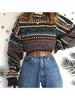 Kobiety dla kobiet koszulki vintage swetry kobiety ograniczone zagęszczone dzianiny bf unisex pary zimowe pullover femme wełniany sweter w paski 220915