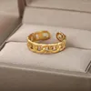 Cluster Ringe Cuban Link für Frauen Edelstahl Gold Vintage Verstellbare Kette Finger Offener Ring Hochzeit Verlobung Schmuck Geschenk 2022