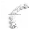 Brins de perles Bracelets de perles en pierre naturelle Blanc Turquoise Roches volcaniques Chakra manuel Hommes et femmes Perles pour la fabrication de bijoux 1 Dhsc7