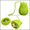 Coffee Tea Tools Creative Owl Tea Strainer Sile Infusers Strainers Herbal Spice Infuser Filters Diffuser Coffee Tools Drop Delivery Dhs6T