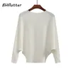 Women's Knits Tees BHflutter Sweater Women Slash Neck Knitted Winter Sweaters Tops Female Batwing Cashmere Casual Pullovers Jumper Pull Femme 220915