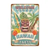 Aloha tiki bar pôster pintura de metal sinal de lata vintage festas de praia seadides férias pub decoração de parede de metal placa de metal retro havaí placa de surf tamanho 30x20cm