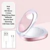 Espelhos compactos LED LED Luminous Small Mirror Feminino Clamshell dobrável