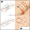 Ankiety 4pcs/Set Kobiety łańcuchy Anklets Pearl okrągły kawałek Naturalny żwirowa brzęczenie Czech Bransoletka Bransoletka kostki Jewel kostki 337 G2 Dhxub