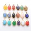 Natural Stone Pendants Oval Stones Amazonite Jades Opal Beads for Handcrafted Necklace Jewelry Making BN401