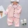 Clothing Sets LJW Childrens pajamas set Baby suit Kids Clothes Toddler Boys Girls Ice silk satin Tops Pants Set home Wear 220915