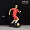 Decorative Objects Black and Red Figurines Football Soccer Players Ornaments Home Office Desktop