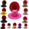 Berets Fedora für Frauen Red Bottom Fedoras Lady Hut Zweifarbiger Filz Unisex Schwarz Jazz Männer und