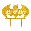 Fournitures de fête Mr Mrs Bat Animal gâteau de mariage drapeaux Multi couleurs acrylique Topper pour anniversaire fête décor