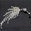 Navelklocka ringer diamant tassel belly ring rostfritt stål kristall genomborrad navelklocka ringer kvinnor mode kropp smycken dhexi