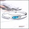 Bangle 925 Sterling Sier nieuwe vrouw mode sieraden hoogwaardige blauw kristal zirkon retro eenvoudig verkopende diy armband drop levering 2 dhlv4